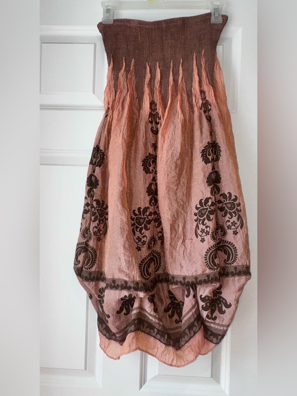 Lapis Pink Maxi Skirt/Dress with Brown Floral Print